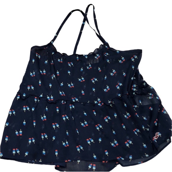 Hollister xsmall Navy Blue popsicle summer Top - Picture 1 of 4